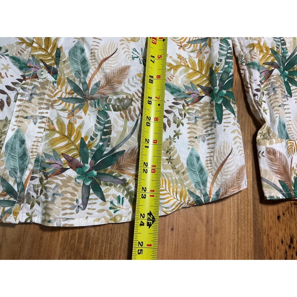 Margaret O'Leary Shirt womens XS tropical leaf pint button front long sleeve - Picture 11 of 12